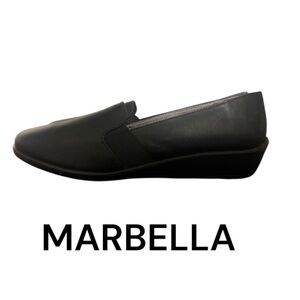 Authentic Marbella black Memory foam slip on loafers sz 12 Wide